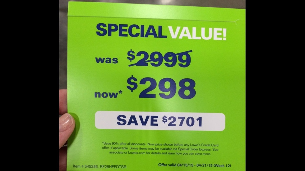 Lowe's won't honor 298 price on refrigerator
