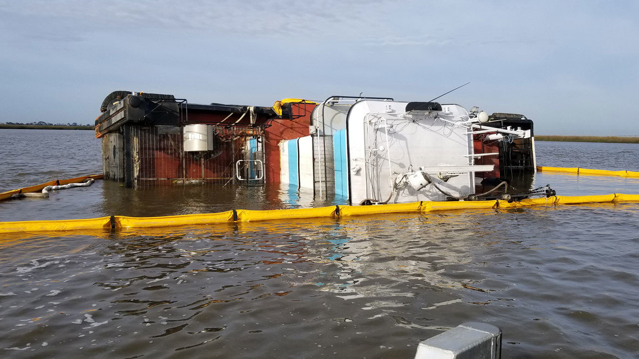 Capsized tugboat floating off Jekyll Island for more than 2 weeks